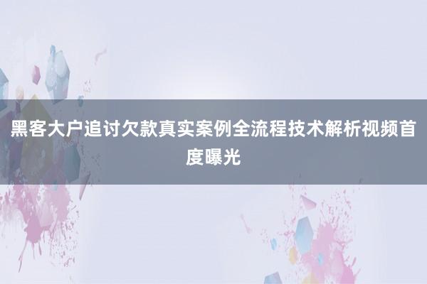 黑客大户追讨欠款真实案例全流程技术解析视频首度曝光