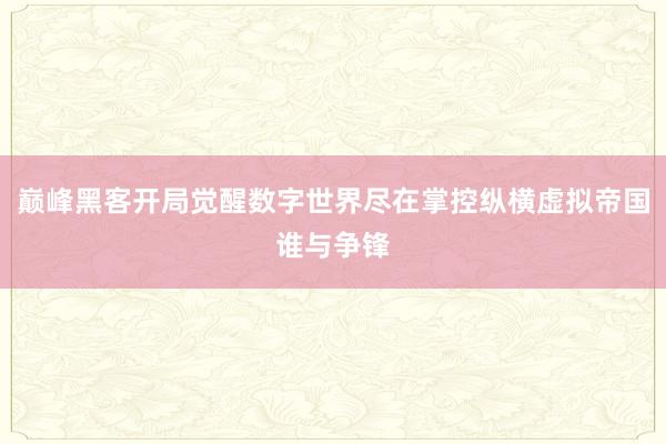 巅峰黑客开局觉醒数字世界尽在掌控纵横虚拟帝国谁与争锋