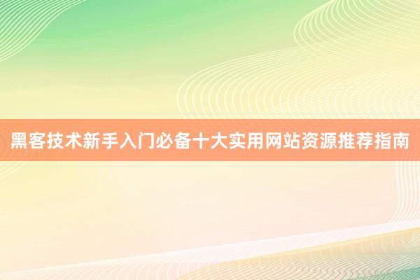 黑客技术新手入门必备十大实用网站资源推荐指南