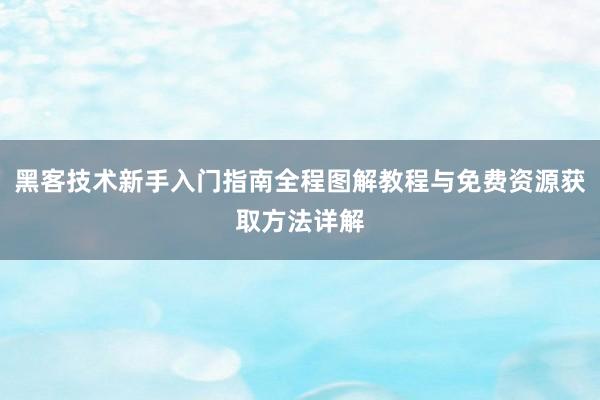 黑客技术新手入门指南全程图解教程与免费资源获取方法详解